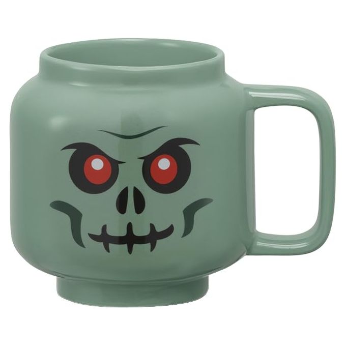 LEGO tazza in ceramica grande 41460808 testa minifigure scheletro verde sabbia 530 ml adatta a microonde e lavastoviglie LEGO tazza in ceramica grande 41460808 testa minifigure scheletro verde sabbia 530 ml adatta a microonde e lavastoviglie