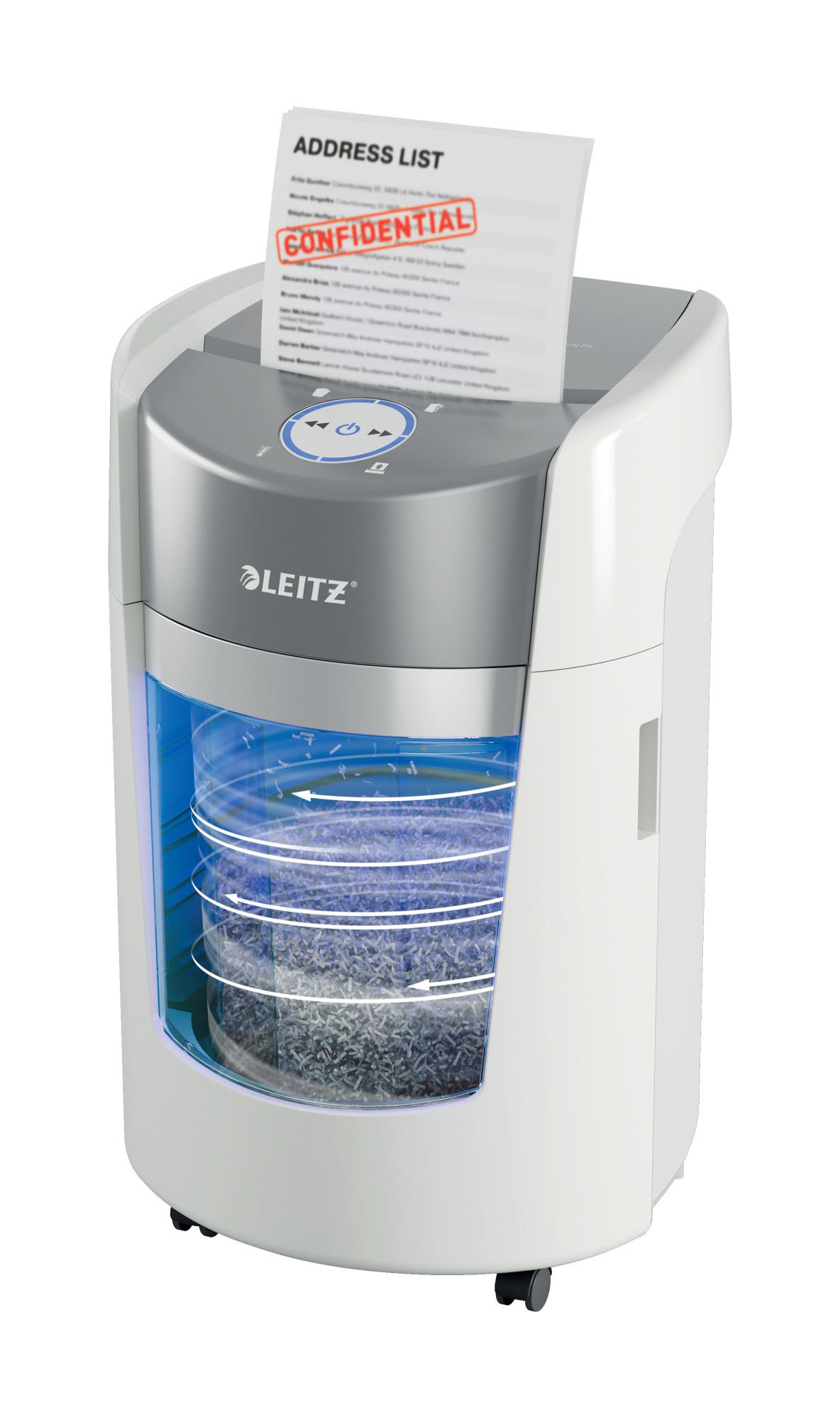 Leitz IQ OptiMax Small Office 350 distruggi documenti Taglio a frammenti 58 dB 223 cm Grigio Bianco