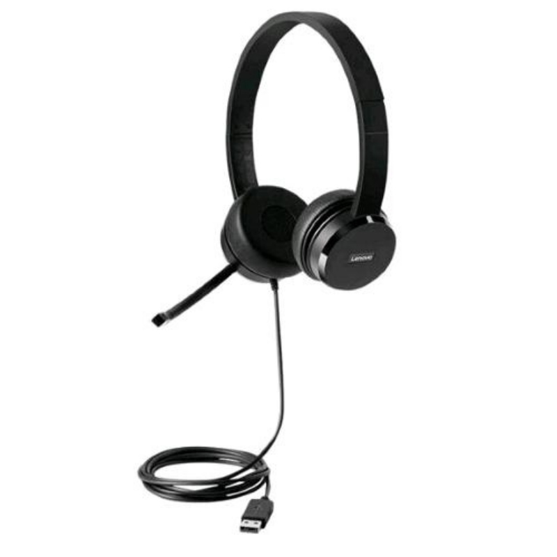 Lenovo 100 cuffie stereo con microfono usb on-ear nero