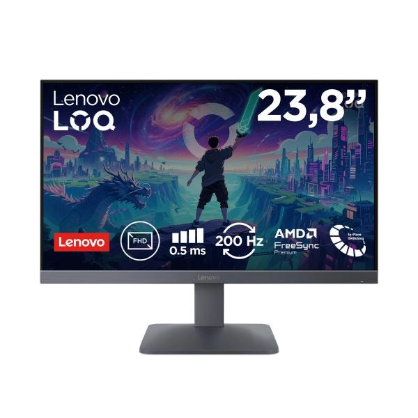 LENOVO LOQ 24-10 Monitor Gaming, 23,8 ", Full-HD, 1920 x 1080 Pixel, tempo di risposta 0,5 ms, refresh rate 200 Hz