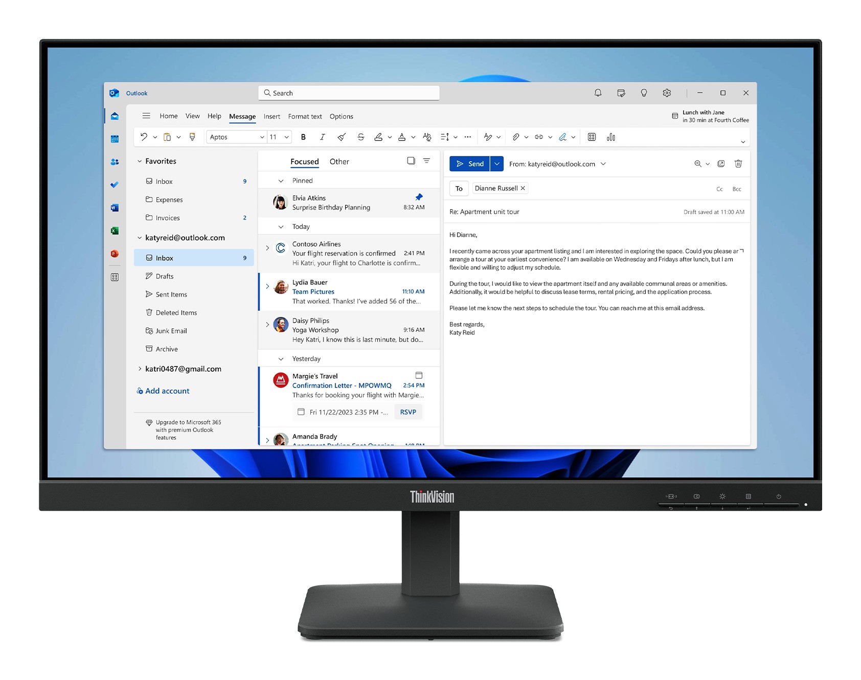 Lenovo Monitor 238 Led Ips 16:9 Fhd 6 Ms 250 Cdm Vga/Hdmi S24-4E
