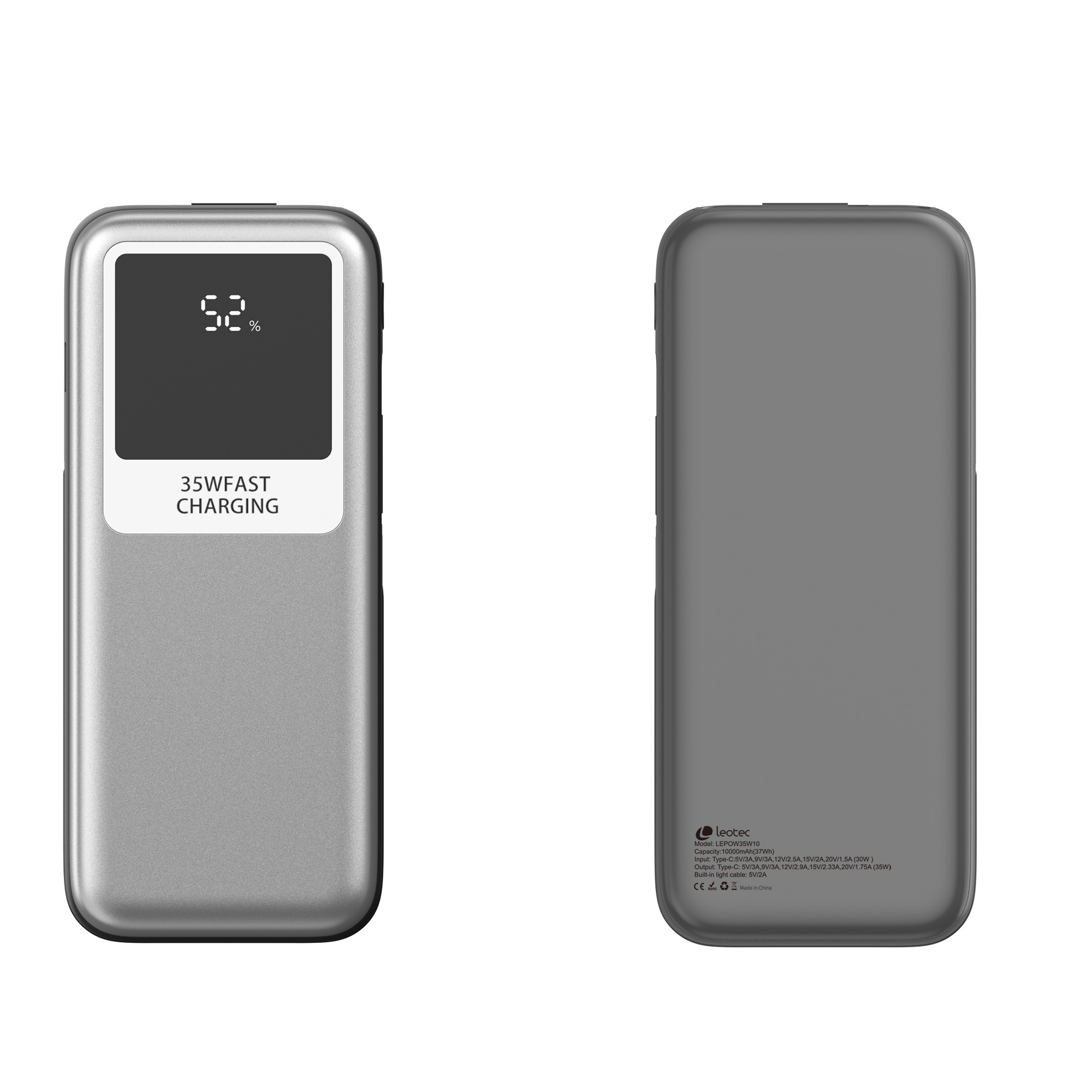 Leotec LEPOW35W10S batteria portatile Polimeri di litio (LiPo) 10000 mAh Nero Grigio