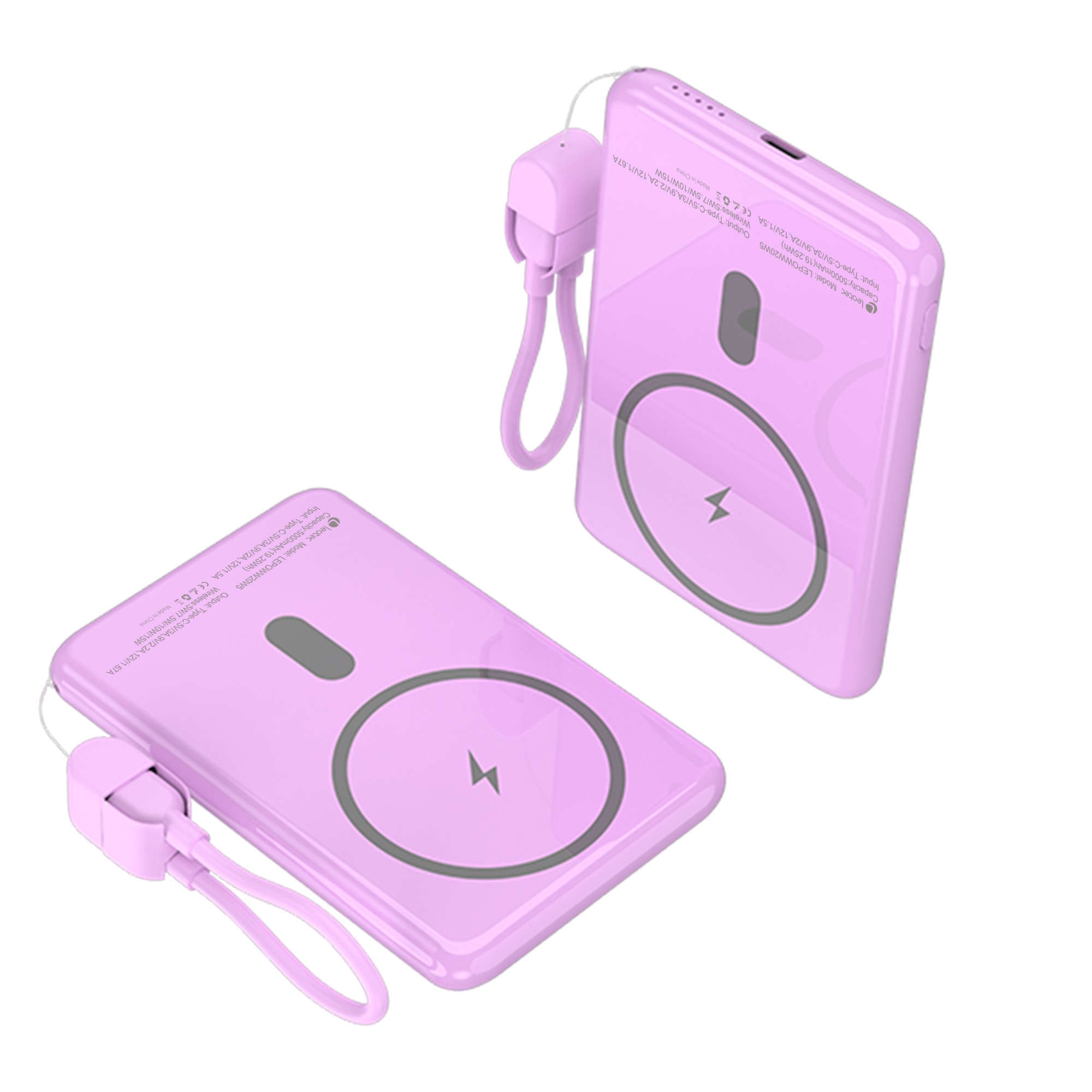 Leotec LEPOWW20W5P batteria portatile Polimeri di litio (LiPo) 5000 mAh Carica wireless Rosa