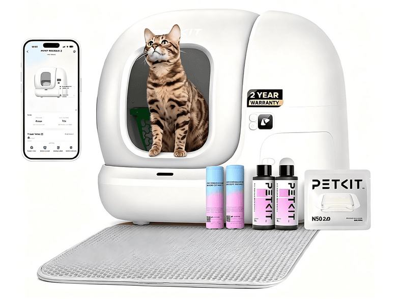 Lettiera autopulente automatica per Gatti PETKIT Pura Max 2, Capacità Massima 76L, Antiodore, Funzionamento Silenzioso, XSecure, Controllo tramite APP