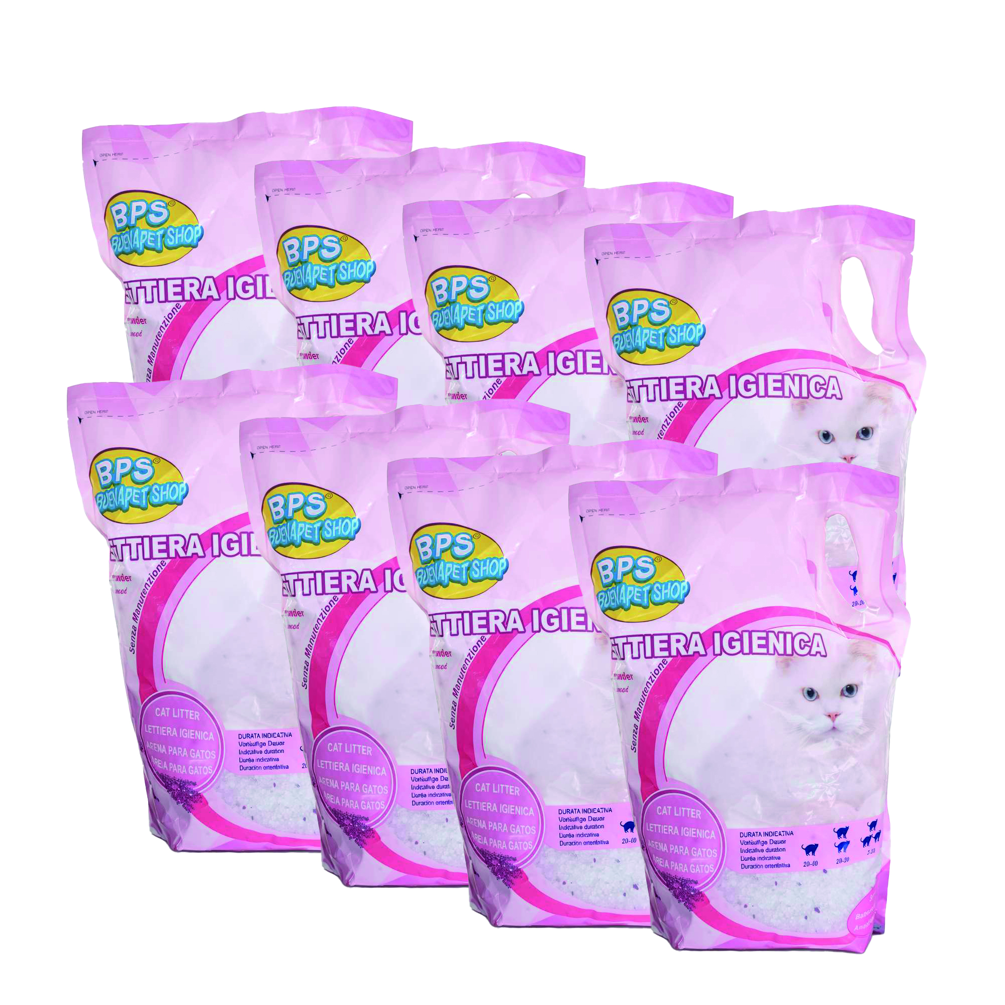 Lettiera Per Gatti In Silicone Lavanda 30,4 Litri Con 8 Sacchetti Da 3,8L, Assorbente A Lunga Durata, Accessori Per Animali Domestici Per Casa E Giardino
