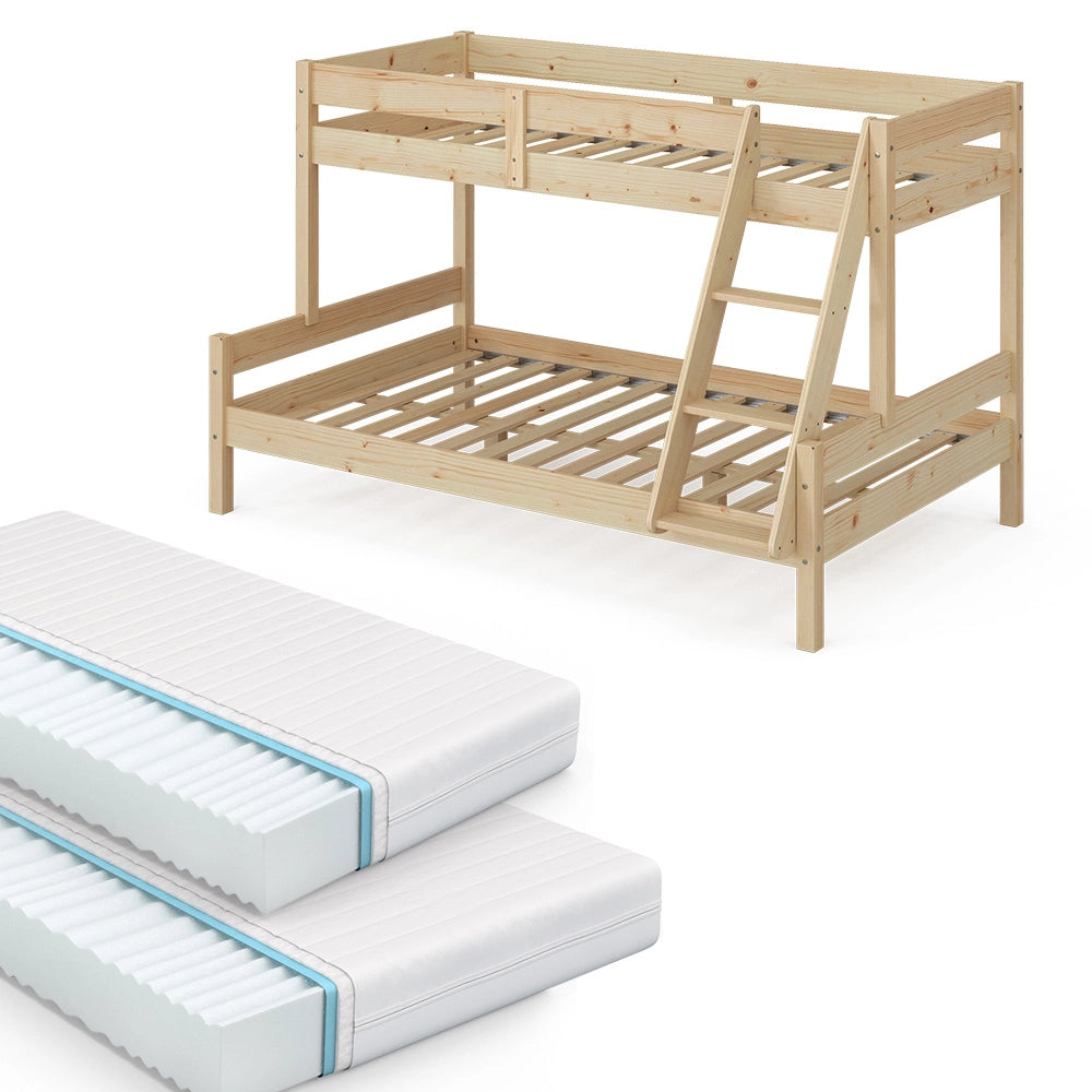 Letto a castello Everest Legno 120x200 / 80x200 cm con 2 materassi Vitalispa