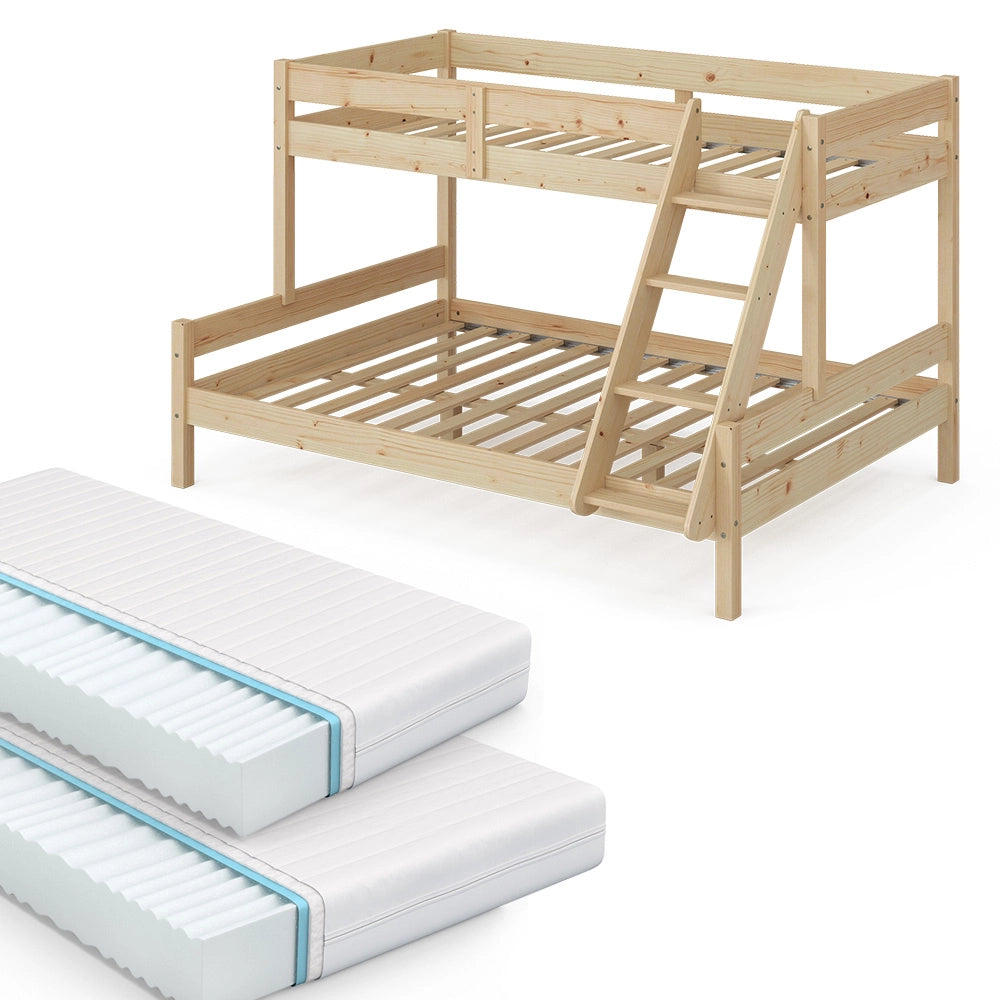 Letto a castello Everest Legno 140x200 / 90x200 cm con 2 materassi Vitalispa