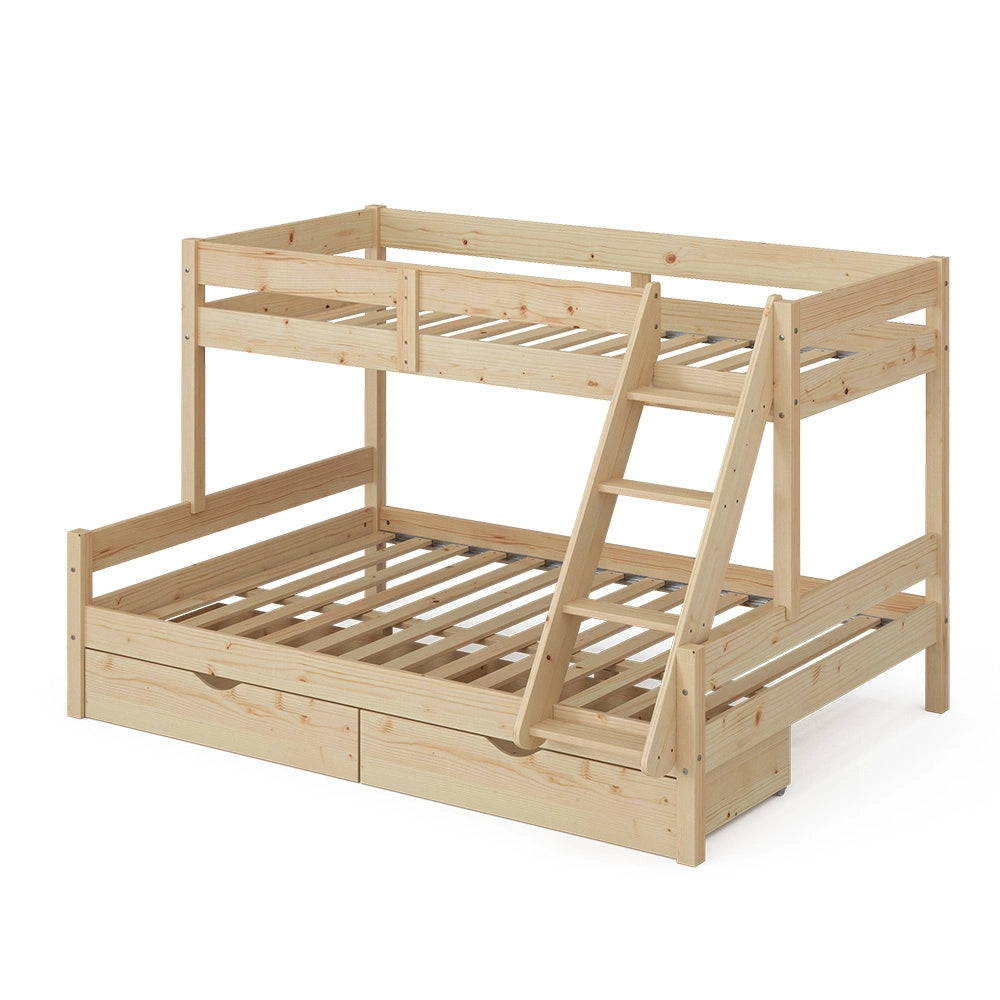 Letto a castello Everest Legno 140x200 / 90x200 cm con cassetti Vitalispa