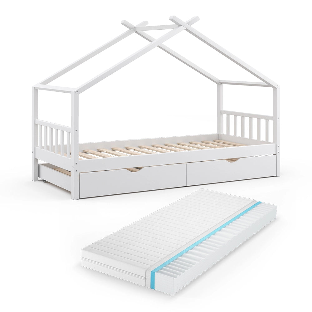 Letto da casa Design Bianco 90x200 cm con letto per ospiti e materasso Vitalispa