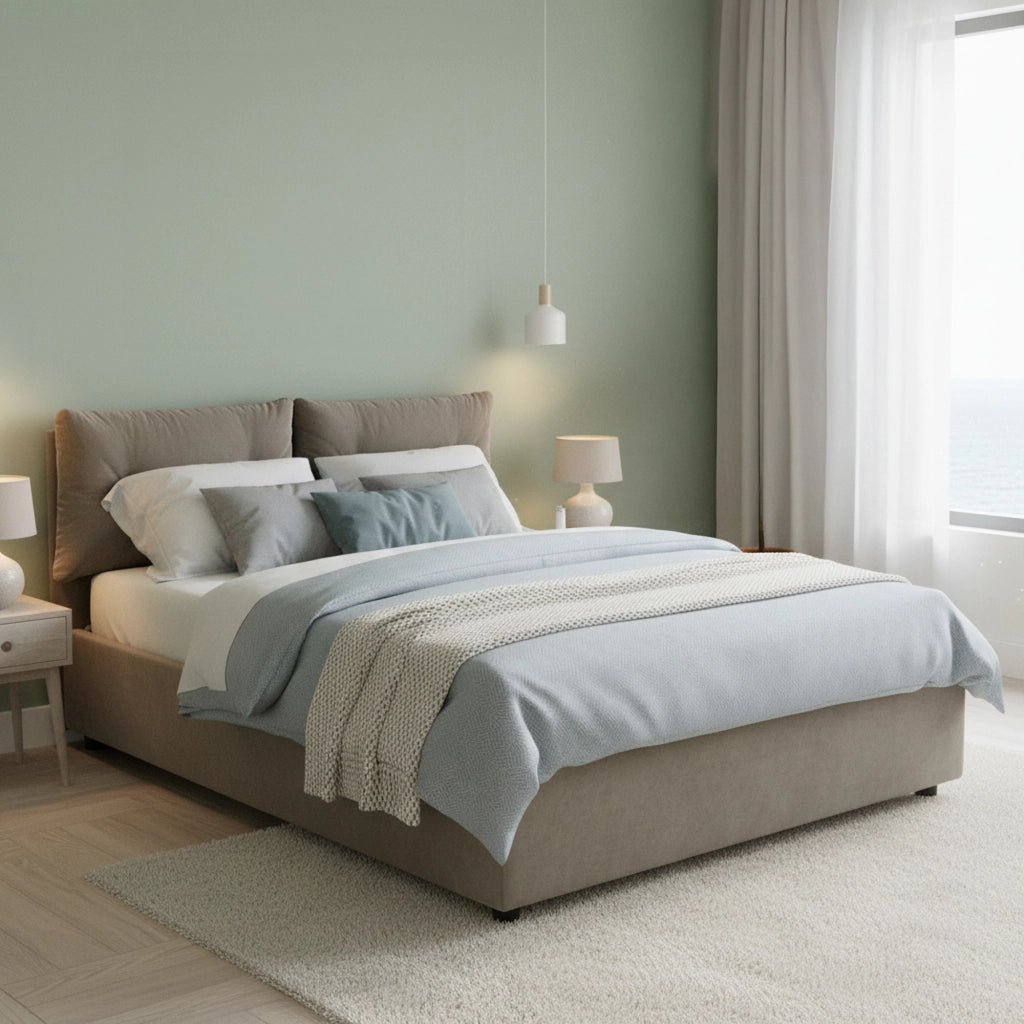 Letto Matrimoniale Abbaione, Letto Matrimoniale Sfoderabile Made in Italy, Grigio Tortora