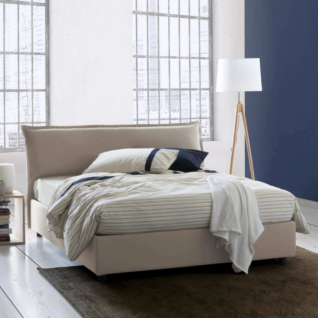 Letto Matrimoniale Aishia, Letto Matrimoniale Materasso Incluso Made in Italy, Grigio Tortora