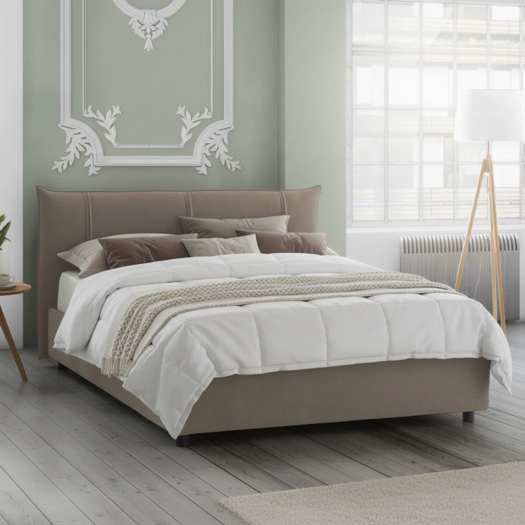 Letto Matrimoniale Akasha, Letto Matrimoniale Sfoderabile Made in Italy, Grigio Tortora