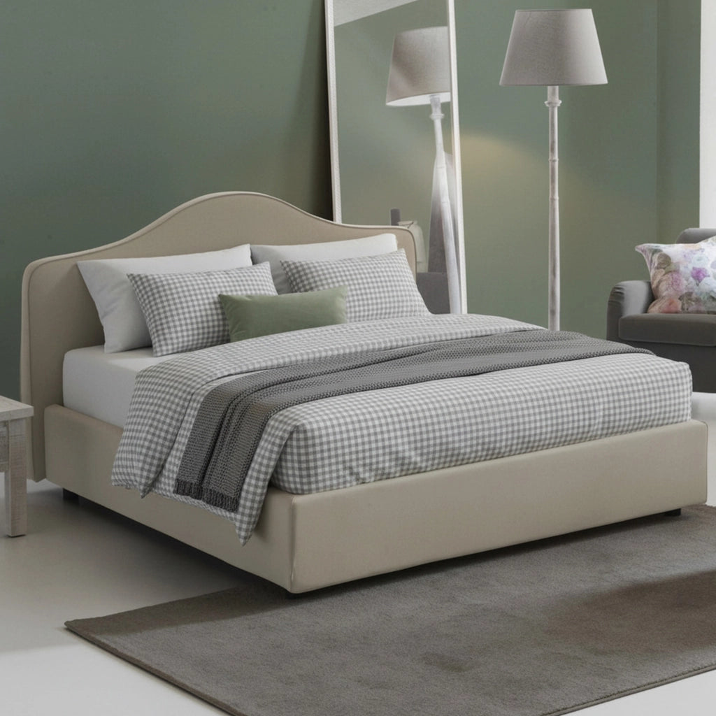 Letto Matrimoniale Akym, Letto Matrimoniale Materasso Incluso Made in Italy, Grigio Tortora