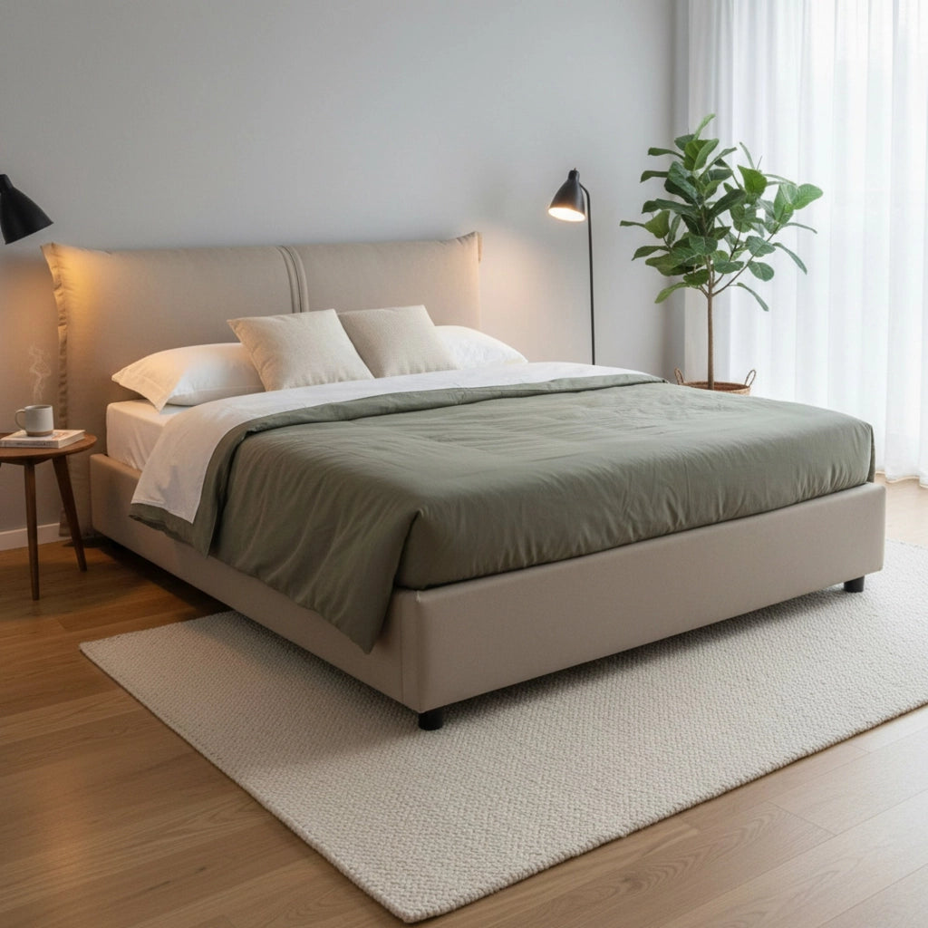 Letto Matrimoniale Alabaster, Letto Matrimoniale Sfoderabile Made in Italy, Grigio Tortora