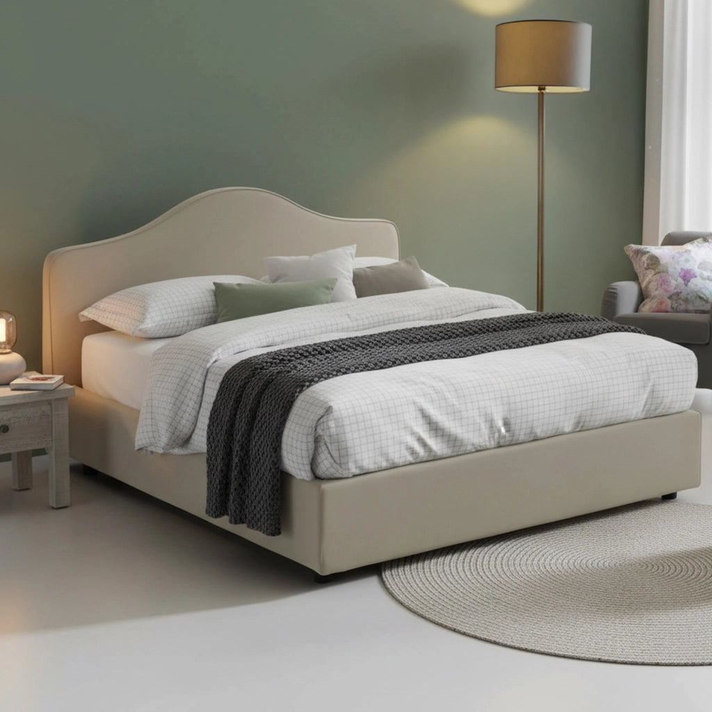 Letto Matrimoniale Alborella, Letto Matrimoniale Sfoderabile Made in Italy, Grigio Tortora