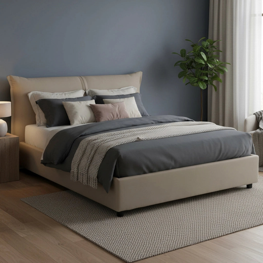 Letto Matrimoniale Aldus, Letto Matrimoniale Materasso Incluso Made in Italy, Grigio Tortora