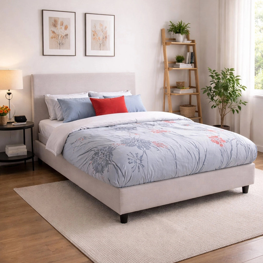 Letto matrimoniale Alion, Letto contenitore con rivestimento in tessuto, Made in Italy, Apertura frontale, con materasso cm 140x190 incluso, Bianco