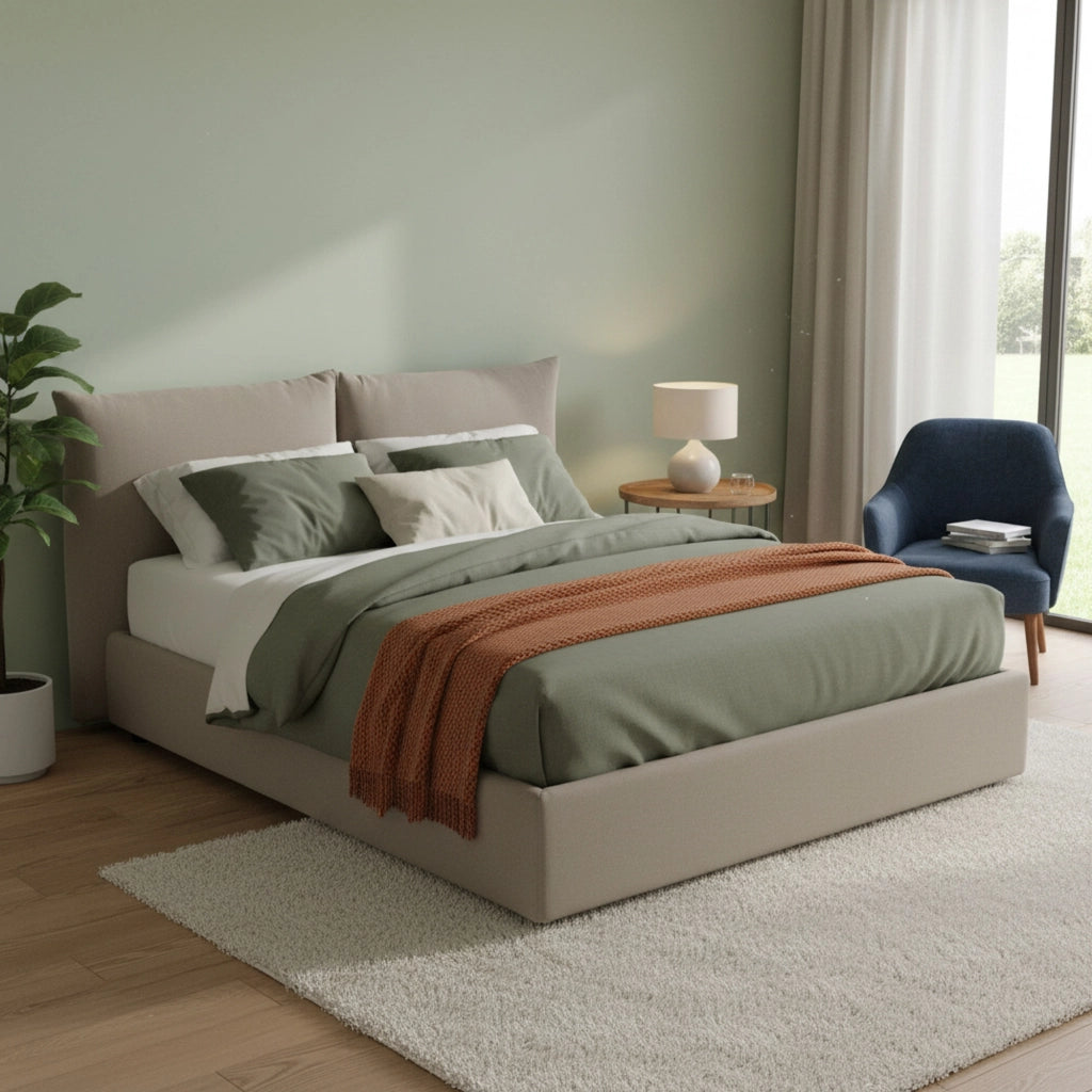 Letto Matrimoniale Alizarin, Letto Matrimoniale Sfoderabile Made in Italy, Grigio Tortora