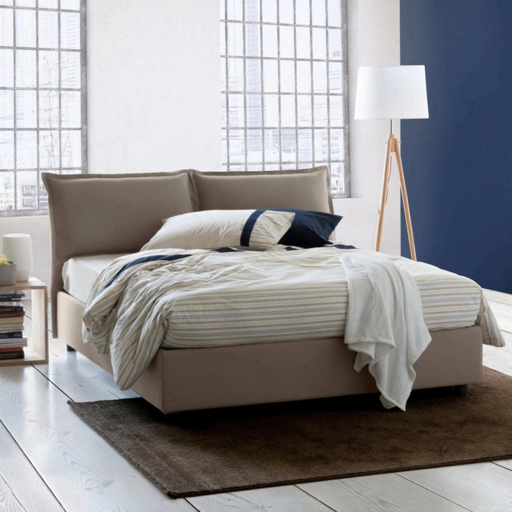 Letto Matrimoniale Amelinda, Letto Matrimoniale Materasso Incluso Made in Italy, Grigio Tortora