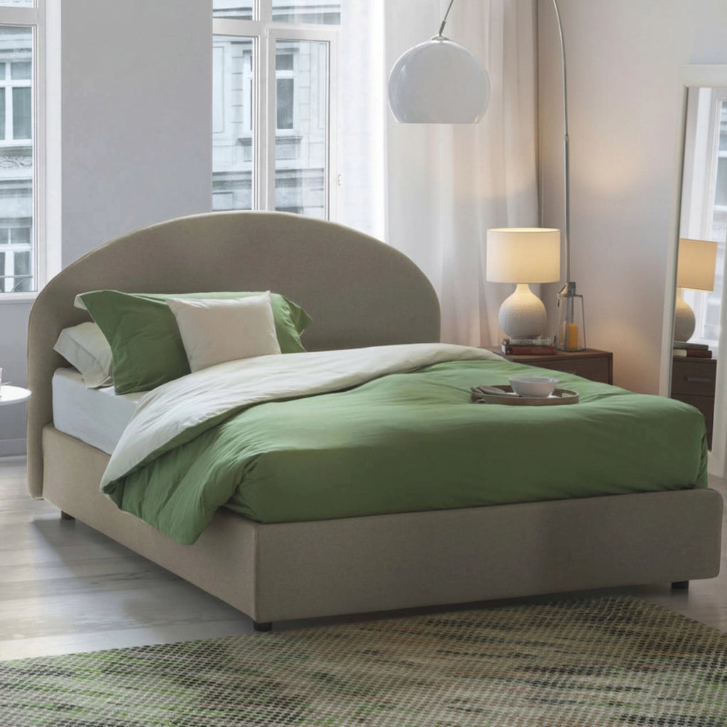 Letto Matrimoniale Amida, Letto Matrimoniale Materasso Incluso Made in Italy, Grigio Tortora