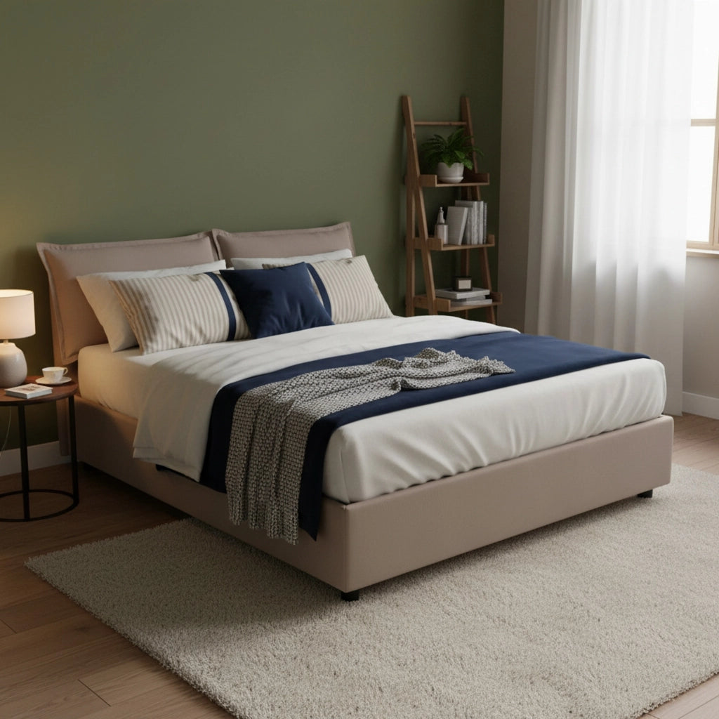 Letto Matrimoniale Amy, Letto Matrimoniale Materasso Incluso Made in Italy, Grigio Tortora