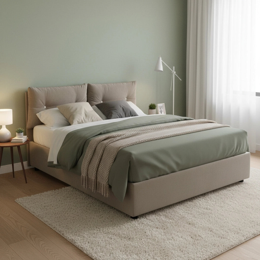 Letto Matrimoniale Andrealo, Letto Matrimoniale Materasso Incluso Made in Italy, Grigio Tortora