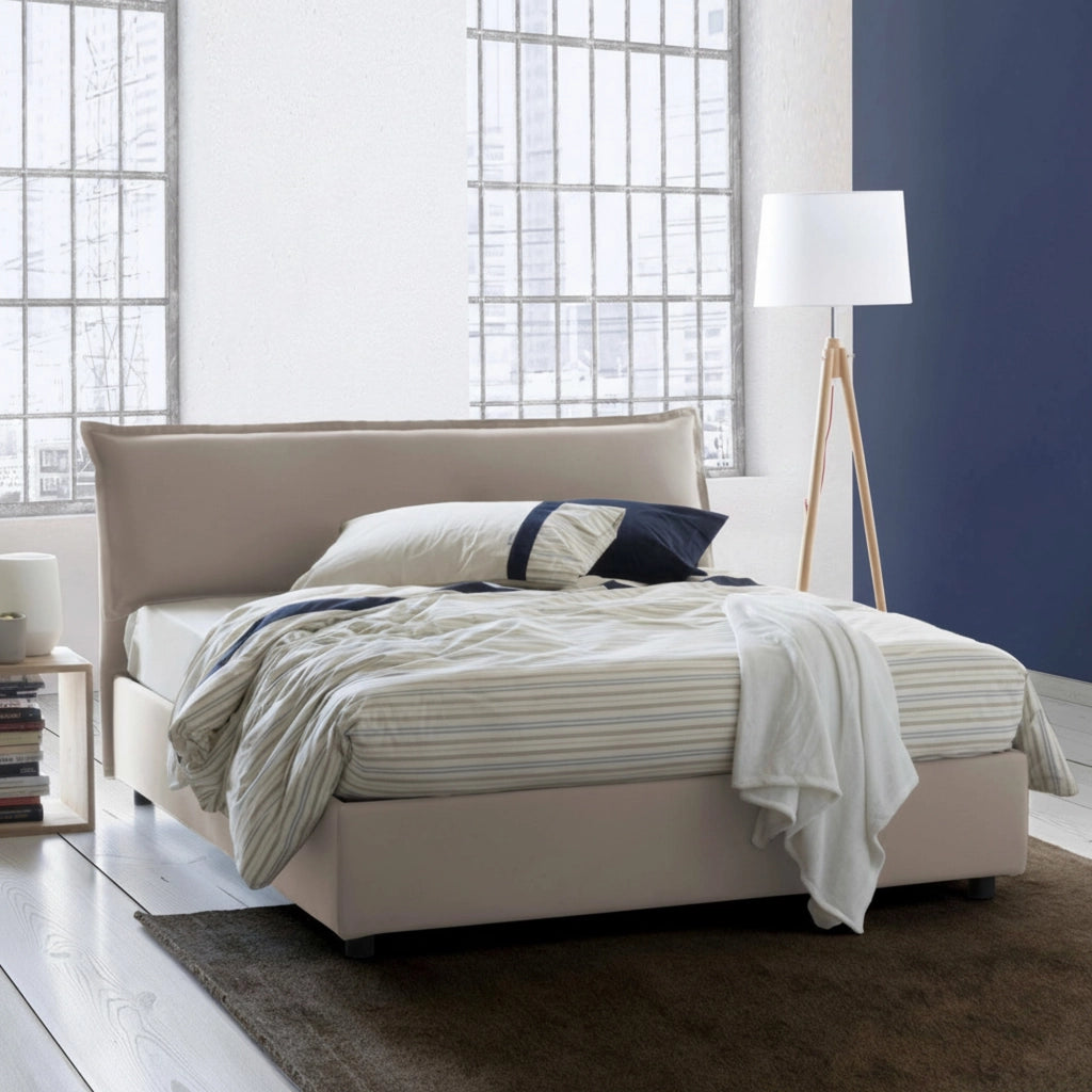 Letto Matrimoniale Andyymion, Letto Matrimoniale Sfoderabile Made in Italy, Grigio Tortora