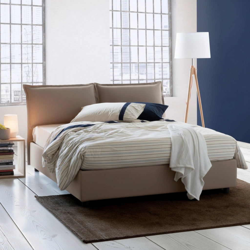 Letto Matrimoniale Anjin, Letto Matrimoniale Sfoderabile Made in Italy, Grigio Tortora