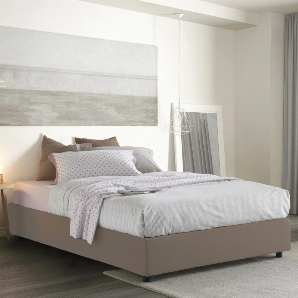 Letto Matrimoniale Annibale, Letto Matrimoniale Sfoderabile Made in Italy, Grigio Tortora