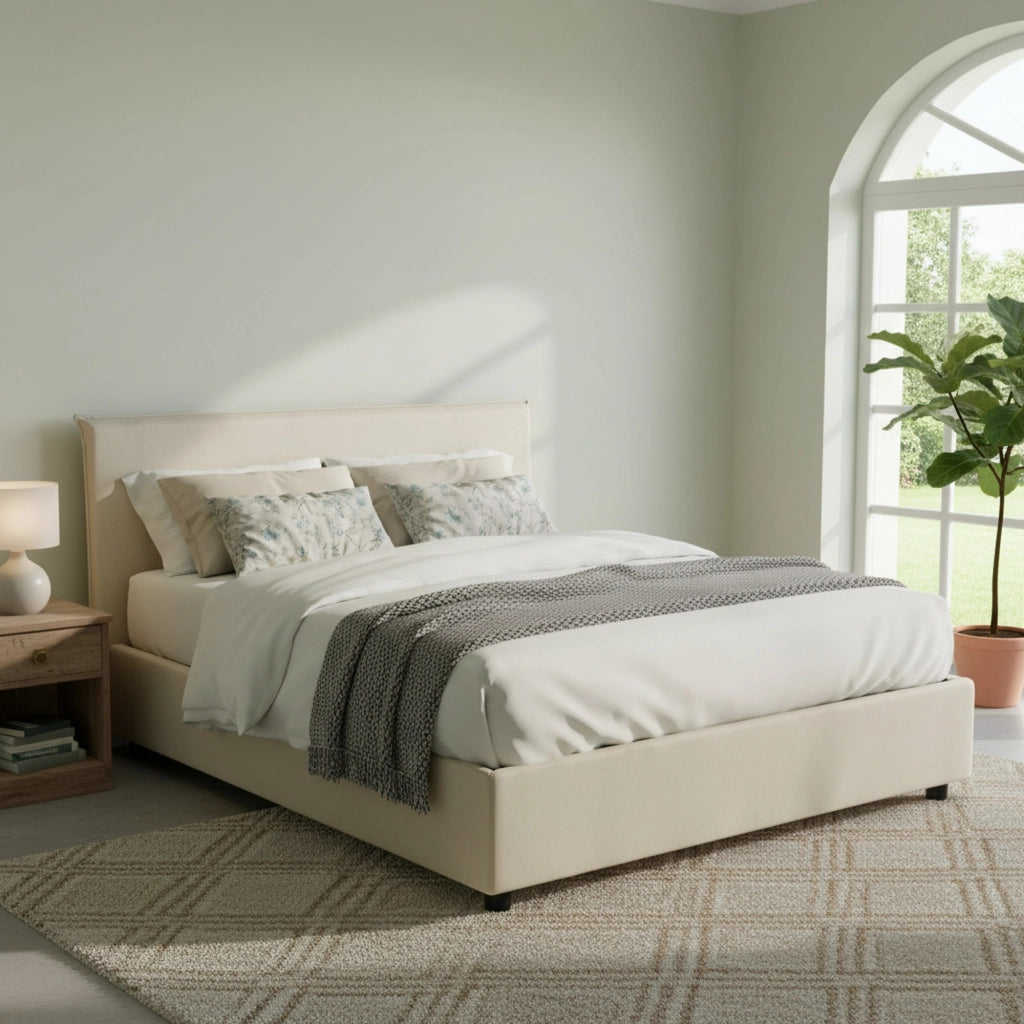 Letto Matrimoniale Arcan, Letto Matrimoniale Sfoderabile Made in Italy, Beige