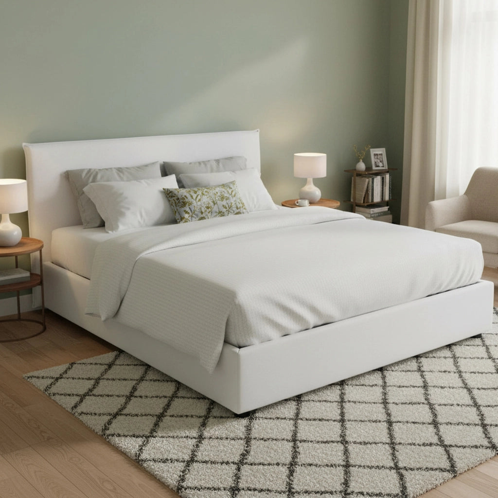 Letto Matrimoniale Arcan, Letto Matrimoniale Sfoderabile Made in Italy, Bianco