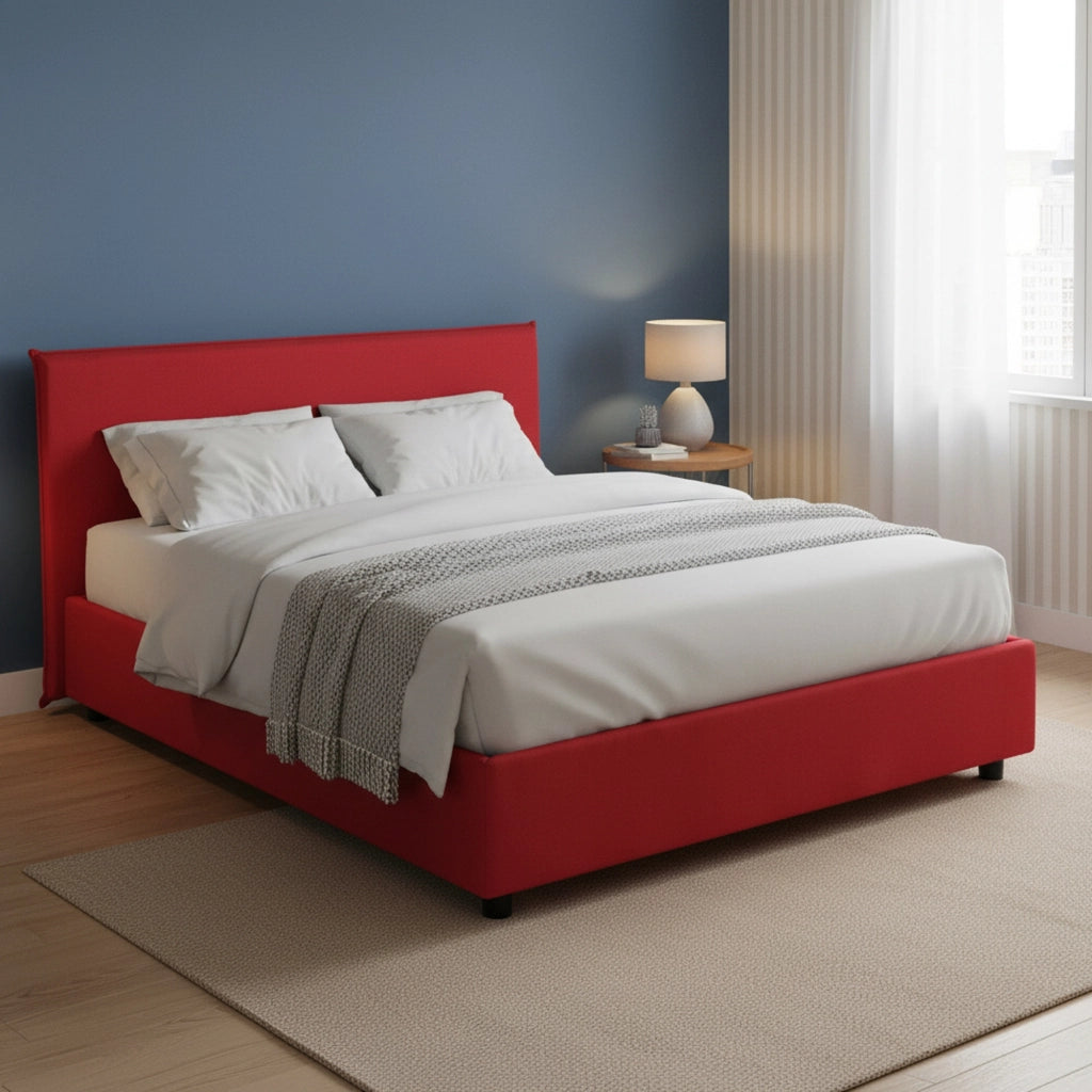 Letto Matrimoniale Arcan, Letto Matrimoniale Sfoderabile Made in Italy, Rosso