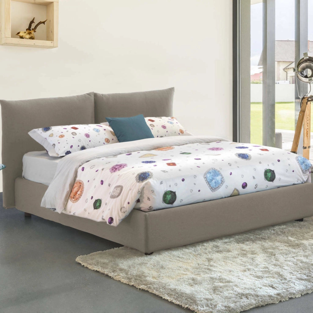 Letto Matrimoniale Arpino, Letto Matrimoniale Materasso Incluso Made in Italy, Grigio Tortora