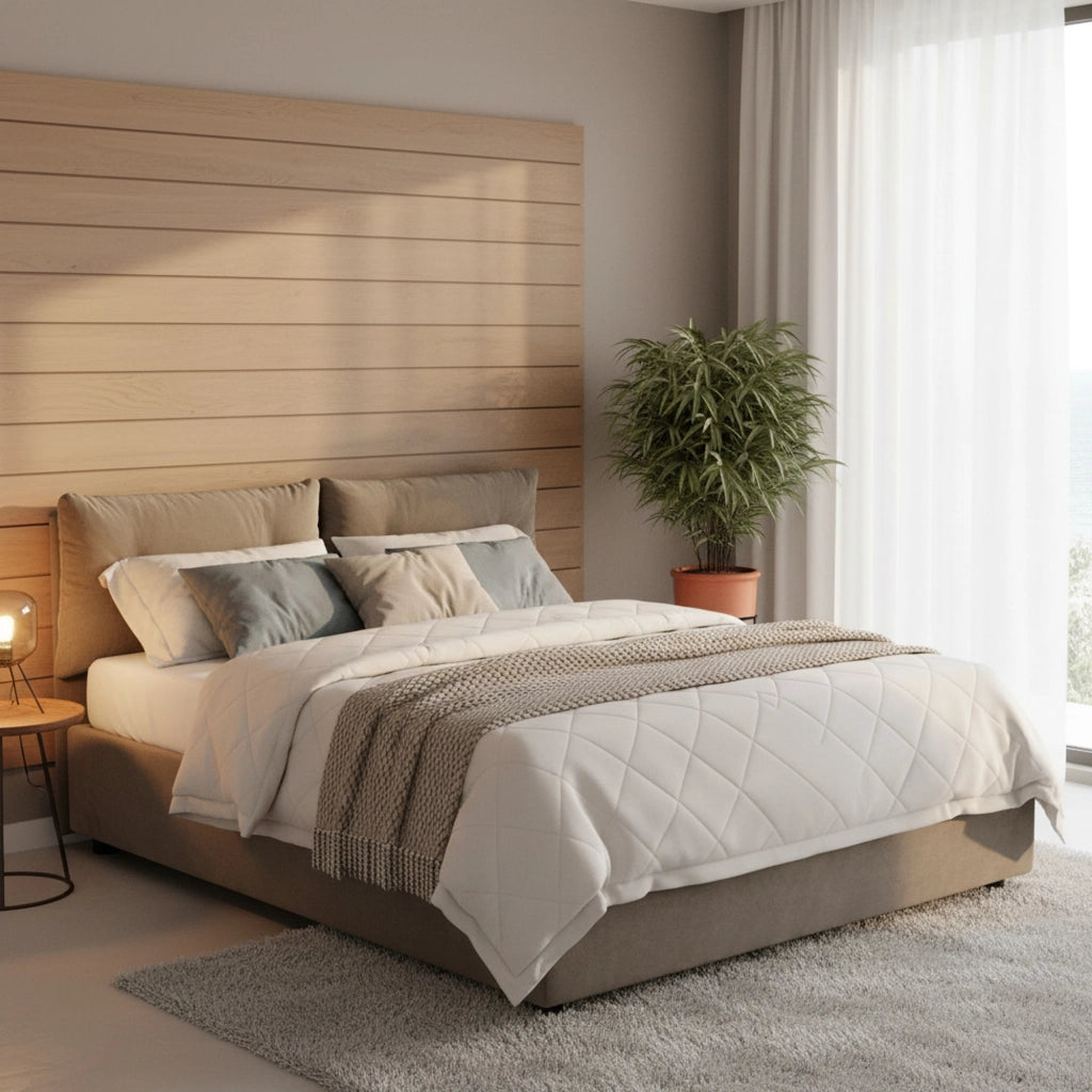 Letto Matrimoniale Calcite, Letto Matrimoniale Materasso Incluso Made in Italy, Grigio Tortora