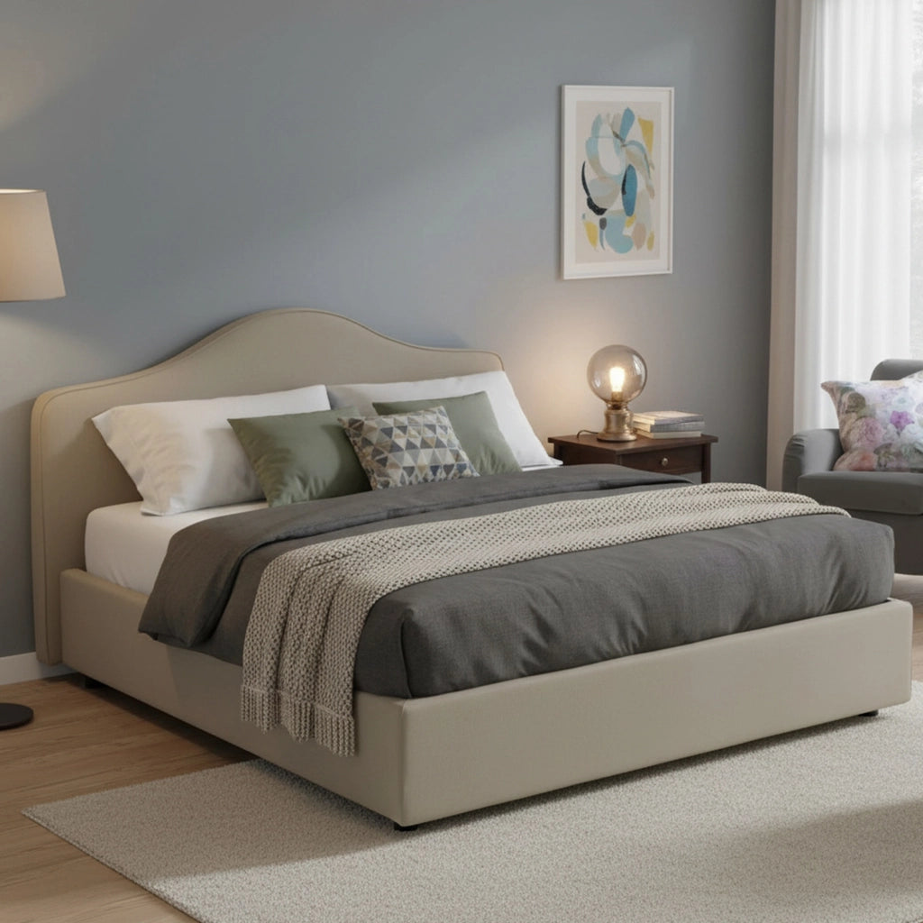Letto Matrimoniale Verdite, Letto Matrimoniale Materasso Incluso Made in Italy, Grigio Tortora