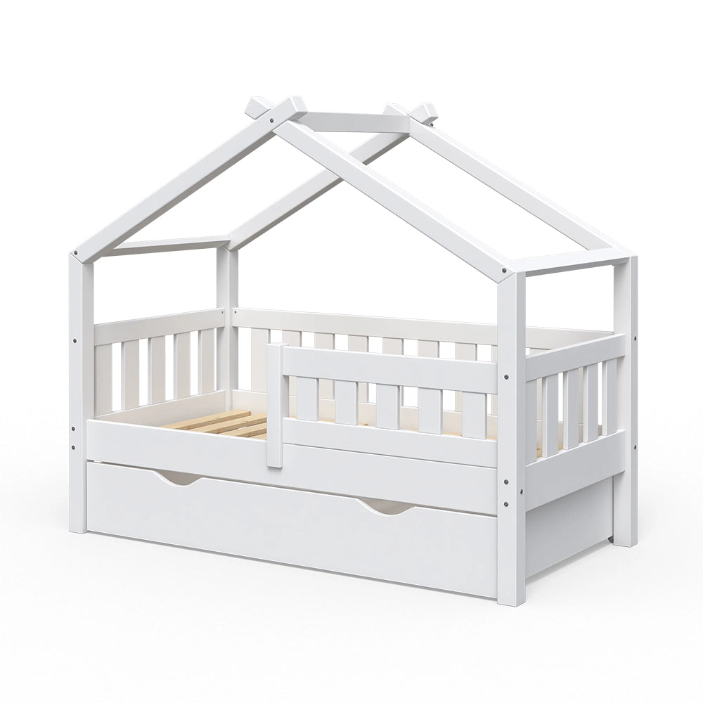 Letto montessori bambini Design Bianco 70x140 cm con cassetto Vitalispa