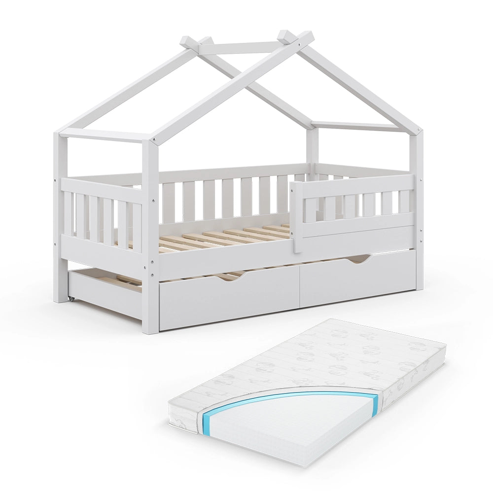 Letto montessori bambini Design Bianco 80x160 cm con letto per ospiti e materasso Vitalispa