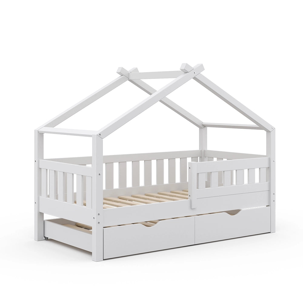 Letto montessori bambini Design Bianco 80x160 cm con letto per ospiti Vitalispa