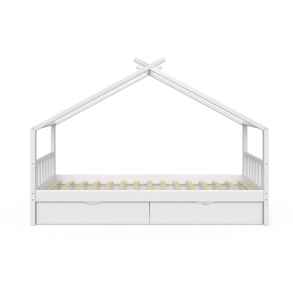 Letto montessori bambini Design Bianco 90x200 cm con 2 cassetti Vitalispa