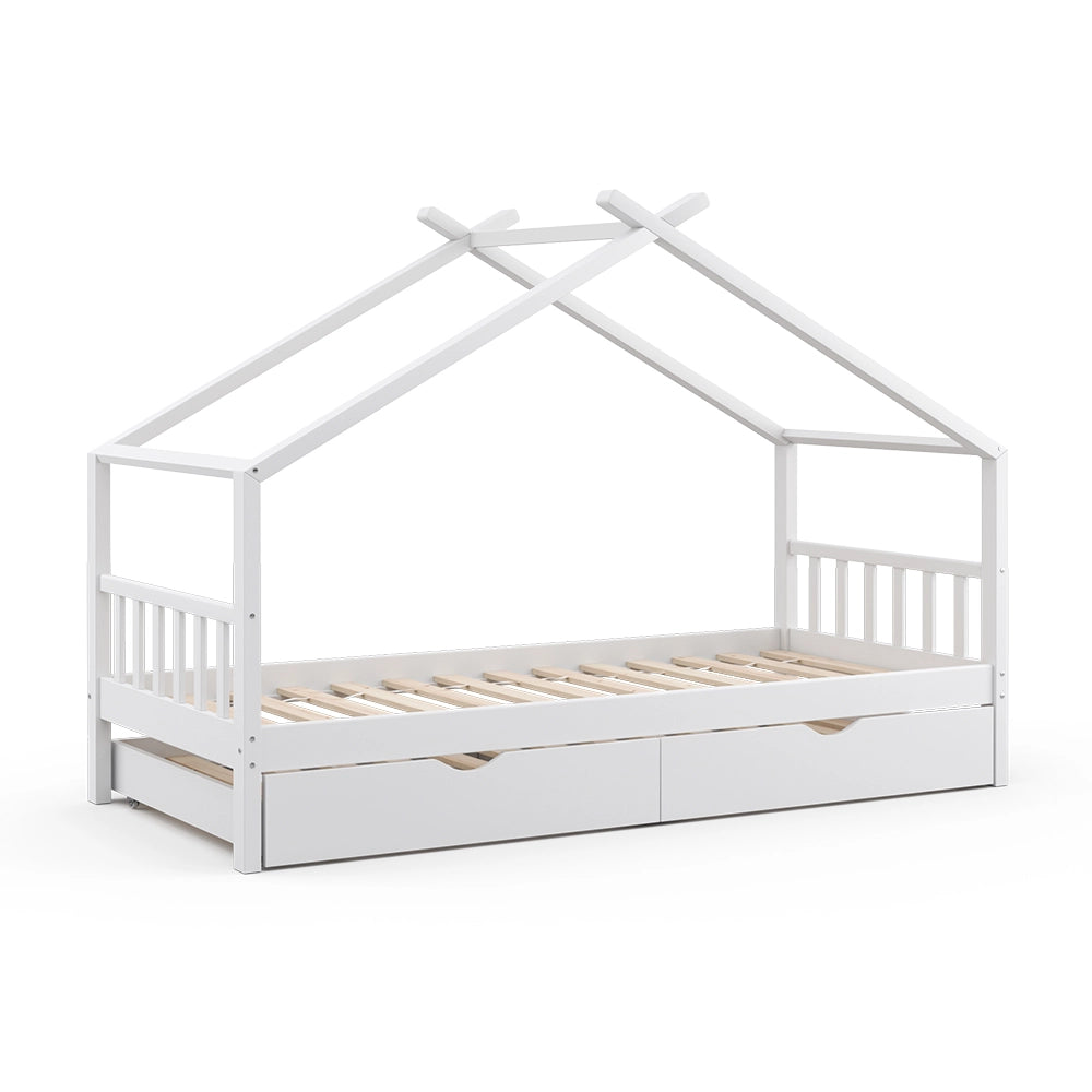 Letto montessori bambini Design Bianco 90x200 cm con letto per ospiti Vitalispa