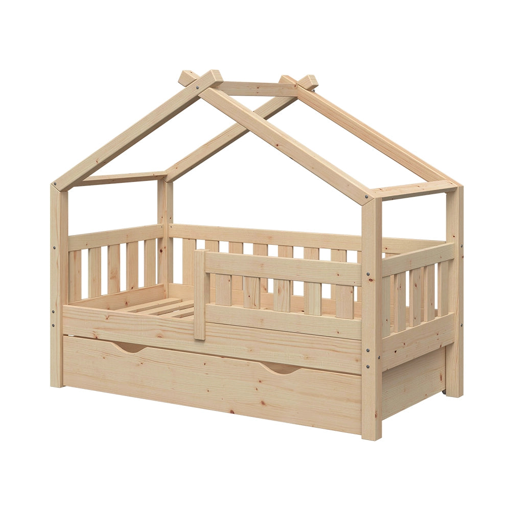 Letto montessori bambini Design Legno 70x140 cm con cassetto Vitalispa
