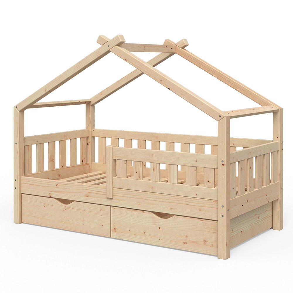 Letto montessori bambini Design Legno 80x160 cm con 2 cassetti Vitalispa