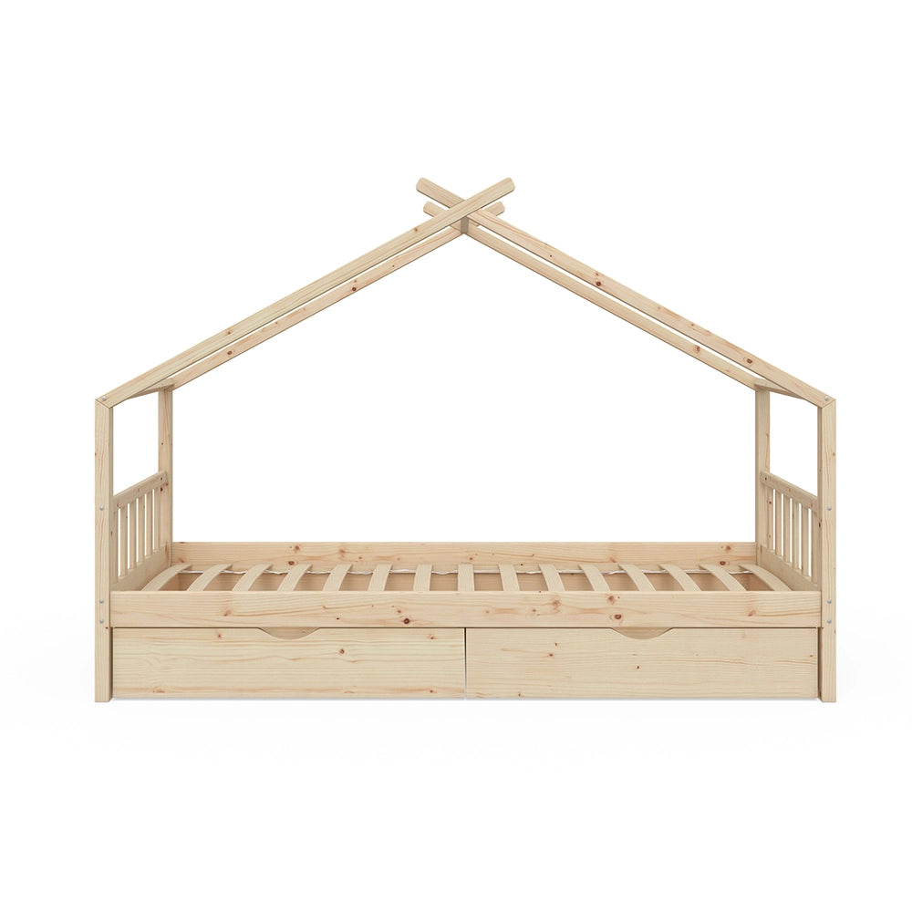 Letto montessori bambini Design Legno 90x200 cm con 2 cassetti Vitalispa