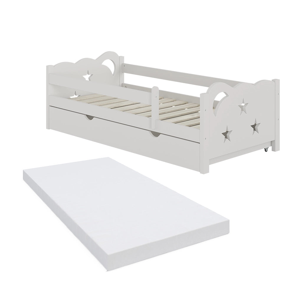 Letto per bambini Jessica Bianco 80x160 cm con cassetto e materasso Vitalispa
