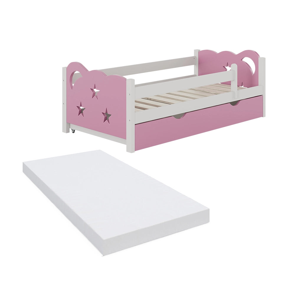 Letto per bambini Jessica rosa 70x140 cm con cassetto, con materasso Vitalispa