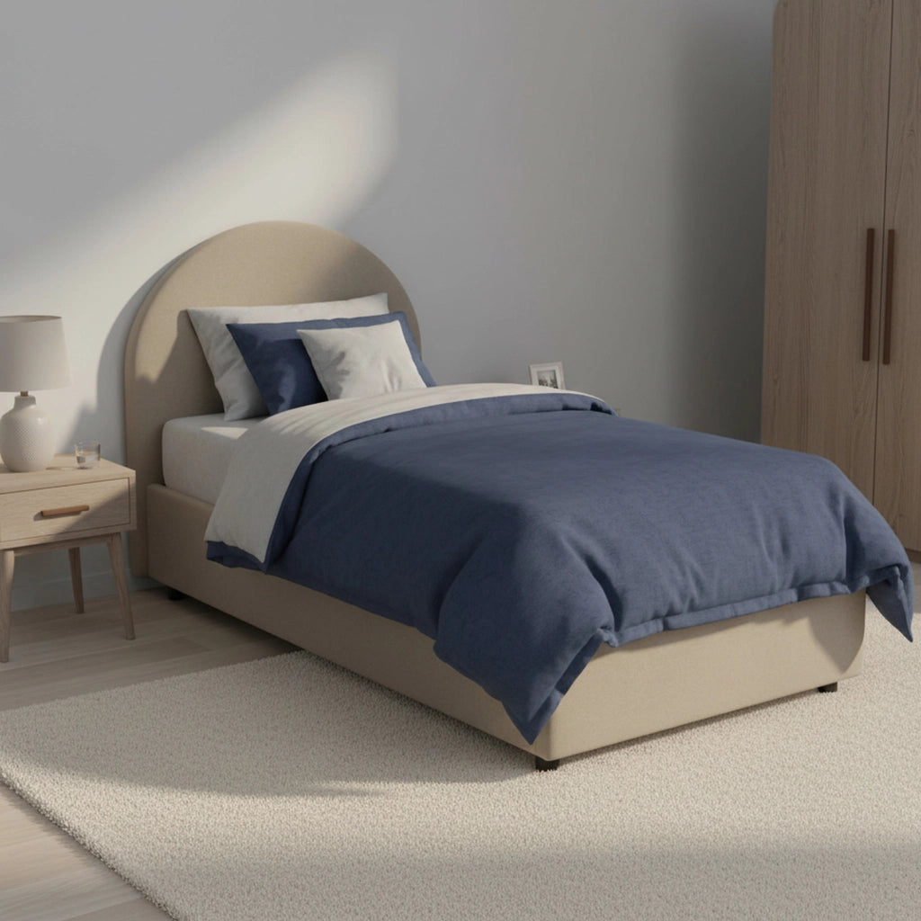 Letto singolo Parco, Letto contenitore con rivestimento in ecopelle, Made in Italy, Apertura laterale, con materasso cm 80x190 incluso, Tortora