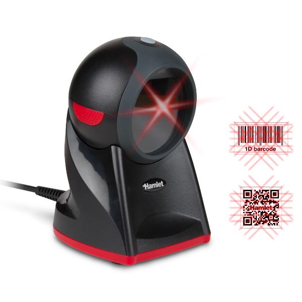 Lettore barcode per codici lineari e bidimensionali Da banco Black e Red HBCS 2D360 Lettore barcode per codici lineari e bidimensionali Da banco Black e Red HBCS 2D360