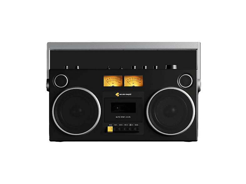Lettore Cassette WE ARE REWIND, Stereo Portatile Bluetooth con funzione di registrazione, 104W, altoparlante stereo batteria da 15h, nero