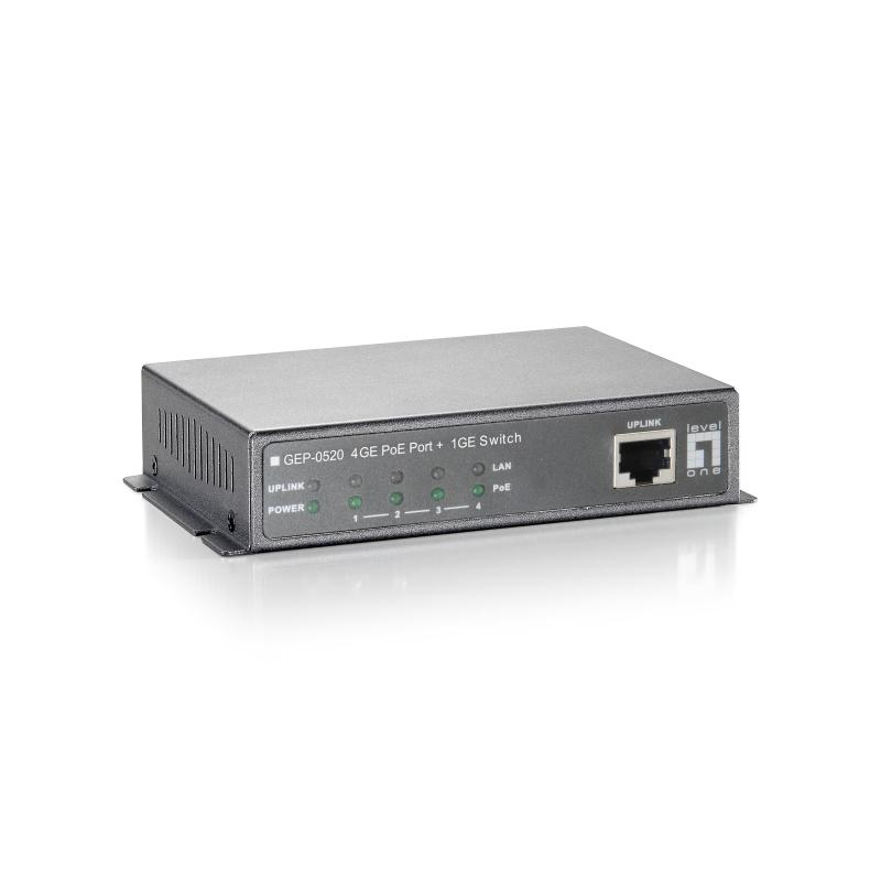 Levelone gep-0520 switch di rete gigabit ethernet (10/100/1000) supporto power over ethernet (poe) nero