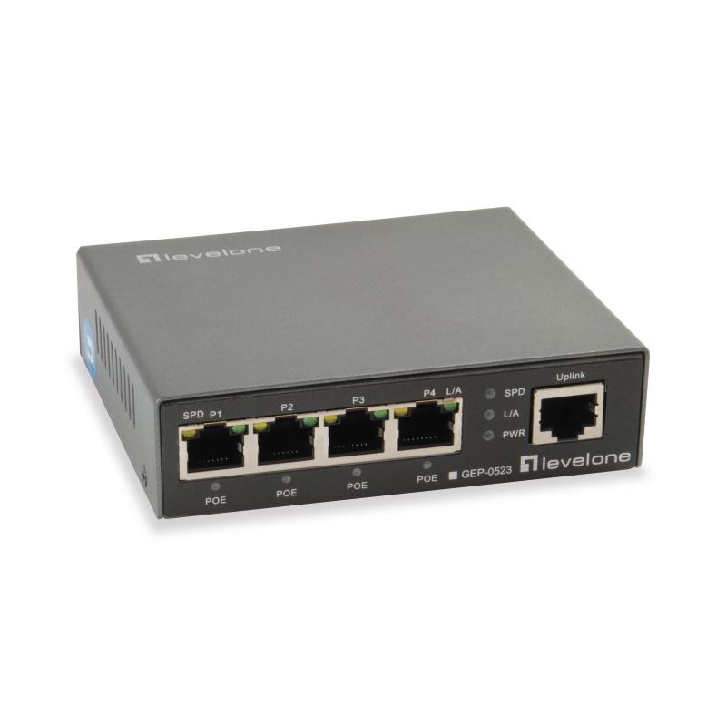 Levelone gep-0523 switch di rete gigabit ethernet (10/100/1000) supporto power over ethernet (poe) nero